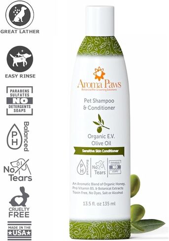 Aroma Paws Dog Shampoo and Conditioner - Tearless Shampoo for Cleansing, Grooming, and Conditioning - Hot Spot Treatment Shampoo for Dogs and Puppies - Lavender and Neem 13.5 oz in Saudi Arabia