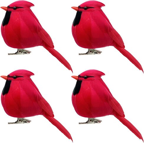 LWINGFLYER 2pcs Red Cardinals Christmas Ornaments Clip on Birds for Crafts Xmas Tree Wreath Decor Floral Arrangements Artificial Birds Realistic Cardinal in Kuwait