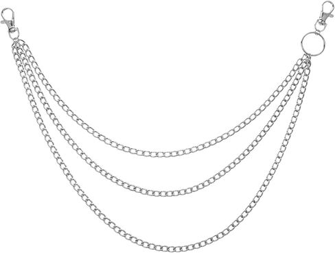 1 Pc Pants Chain for Women, Punk Trousers Chain Silver Belt Chains,Three-Layer Zipper Wallet Chains Pocket Big Accessories for Men Women Streetwear Urban Fashion in Saudi Arabia