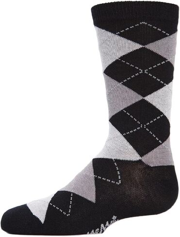 MeMoi Classic Argyle Mercerized Boys Crew Socks, Cotton Blend Boys Dress Socks, Comfortable Crew Height Design - Sizes 2-12 in Saudi Arabia