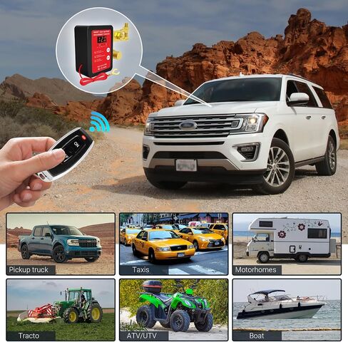 يتميز مفتاح فصل البطارية الذكي 12 فولت مع التحكم عن بُعد-مثالي للسيارات والشاحنات و RVS و ATVs-عرض الجهد LED وإمكانية قطع البطارية المضادة للسرقة (Grey-DC) in Kuwait