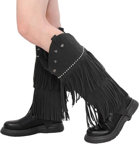 أغطية الحذاء Western Cowgirl مع Fringe Women Rodeo Accessory West موضوع Cosplay Costume Renaissance Halloween in Kuwait