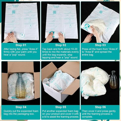 16 Pack Foam Bag for Shipping, 16"x 14" Foam Expanding Foam Packaging Bags, Handy Packing and Shipping Bag, Instant Pack Quick Expanding Foam Packaging Bags for Packing Mailing Shipping in Saudi Arabia