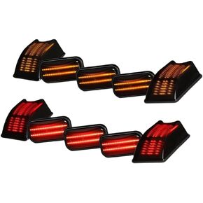 Cab Roof Marker Lights, LED Amber Top Clearance Running Lights, Roof Marker Lights Compatible with Hummer H2 2003-2009, Smoke Lens, Rear Red/Front Amber(10 Pcs) in Kuwait