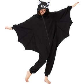 Adult Bat Onesie Costume with Wings Halloween Animal One-Piece Cosplay Pajamas for Women and Men in Saudi Arabia