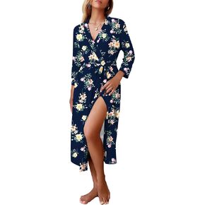 Ekouaer Women Robe Long Knit Bathrobe Lightweight Soft Knit Sleepwear Casual Loungewear with Attached belt in Kuwait