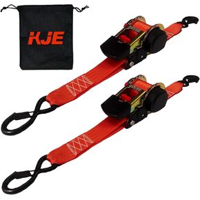 أشرطة ربط سقاطة قابلة للسحب من KJE (عبوة من قطعتين)، مموهة 2 بوصة × 10 بوصة شديدة التحمل - 3,310 رطل أقصى قوة للكسر، ترقية خطاف على شكل حرف S مع مشبك، حزام سقاطة قابل للسحب ذاتيًا للدراجات النارية، الكاياك، مركبات الدفع الرباعي، القوارب in Kuwait