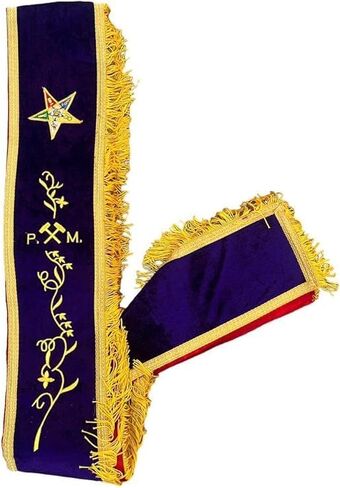 Masonic OES P.M Sash, Order of Easter Star Past Matron Sash Purple Velvet with Golden Fringe and Red Lining Purple Sash in Saudi Arabia