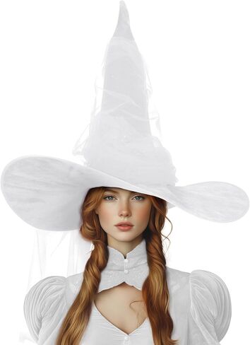 Vzqi Witch Hat Halloween Witches Hat القبعات الساحرة السوداء للنساء معالج البالغين 24 بوصة قبعة شبكية كبيرة in Saudi Arabia