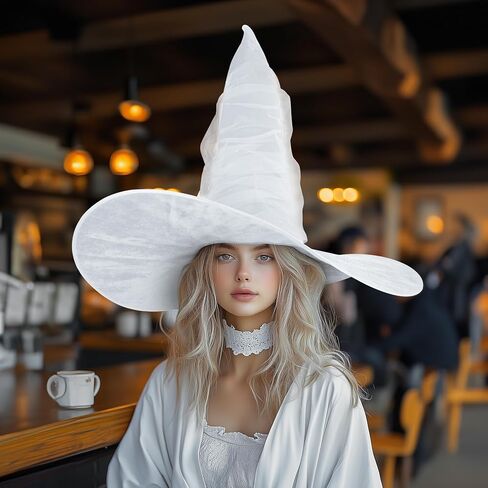 Vzqi Witch Hat Halloween Witches Hat القبعات الساحرة السوداء للنساء معالج البالغين 24 بوصة قبعة شبكية كبيرة in Saudi Arabia