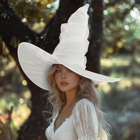 Vzqi Witch Hat Halloween Witches Hat القبعات الساحرة السوداء للنساء معالج البالغين 24 بوصة قبعة شبكية كبيرة in Saudi Arabia