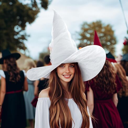 Vzqi Witch Hat Halloween Witches Hat القبعات الساحرة السوداء للنساء معالج البالغين 24 بوصة قبعة شبكية كبيرة in Saudi Arabia