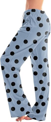Women's Polka Dots Pajama Pants Drawstring Waist Sleepwear Soft Comfy Lounge Bottom Loose Baggy Wide Leg Trousers in Saudi Arabia