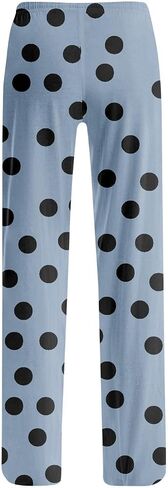 Women's Polka Dots Pajama Pants Drawstring Waist Sleepwear Soft Comfy Lounge Bottom Loose Baggy Wide Leg Trousers in Saudi Arabia