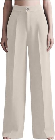Wide Leg Dress Pants for Women Business Casual Long Trousers Baggy Loose High Waist Palazzo Pants with Pockets in Saudi Arabia