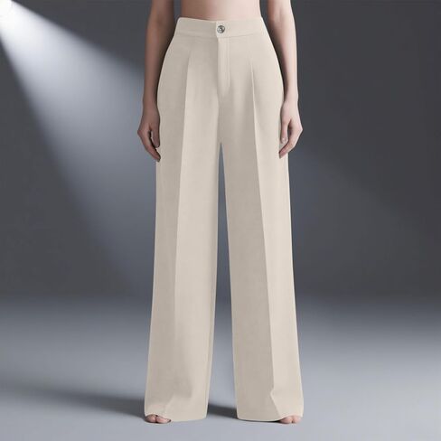 Wide Leg Dress Pants for Women Business Casual Long Trousers Baggy Loose High Waist Palazzo Pants with Pockets in Saudi Arabia