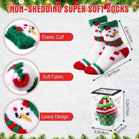 Geyoga 12 Pair Cupcake Socks Bulk Women Heart Fuzzy Socks No Shedding Soft Plush Fluffy Slipper Warm Socks DIY Gifts for Her in Saudi Arabia