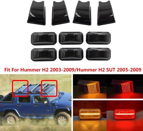LED LED CAB Roof Light Kit 10pcs for 2003-2009 H2 ، 2005-2009 H2 SUT TOP Marker Lights Amber Red ، Smoke Lens in Kuwait