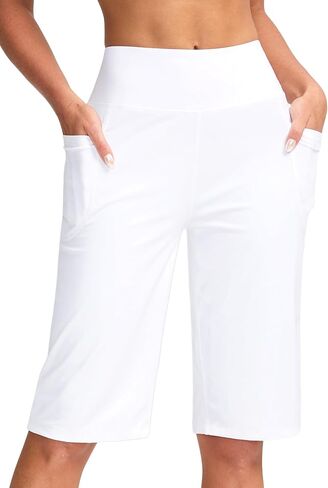 SANTINY Women's 12" Bermuda Shorts Knee Length with Pockets High Waisted Long Shorts for Women Stretch Casual Walking in Saudi Arabia
