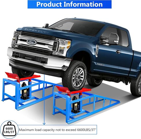 2pcs منحدرات السيارة الهيدروليكية ، 5t 11000 رطل منحدرات رفع فولاذية قابلة للتعديل ، منحدر مركبة هيدروليكية منحدر للتغييرات في الزيت ، ومصاعد السيارات للمرآب المنزلي ، وإصلاح مرآب السيارات (الأزرق) in Kuwait