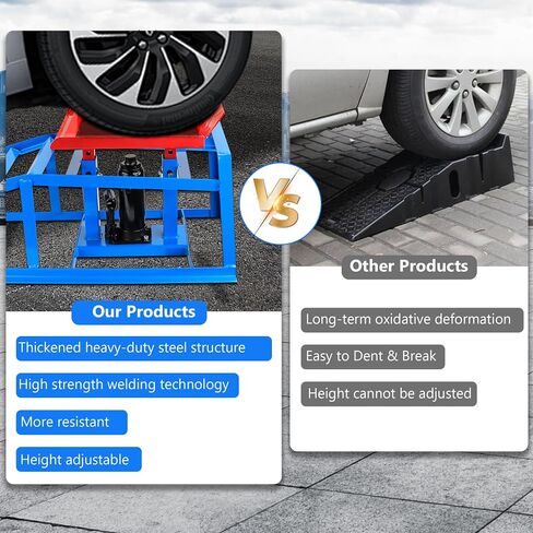 2pcs منحدرات السيارة الهيدروليكية ، 5t 11000 رطل منحدرات رفع فولاذية قابلة للتعديل ، منحدر مركبة هيدروليكية منحدر للتغييرات في الزيت ، ومصاعد السيارات للمرآب المنزلي ، وإصلاح مرآب السيارات (الأزرق) in Kuwait