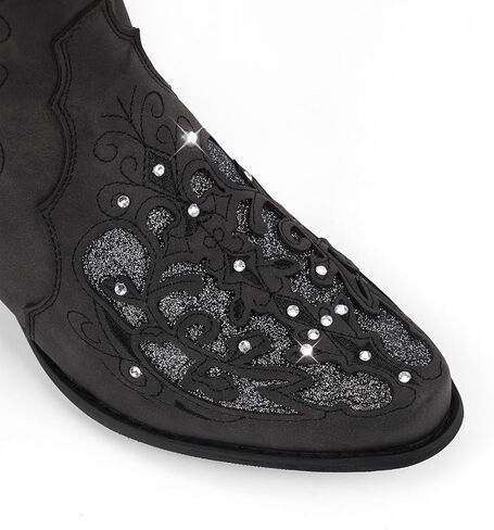 Western Mid Calf Cowboy Cowgirl Boots Sparkly Rhinestone Bling Cowboy Boots for Women in Kuwait