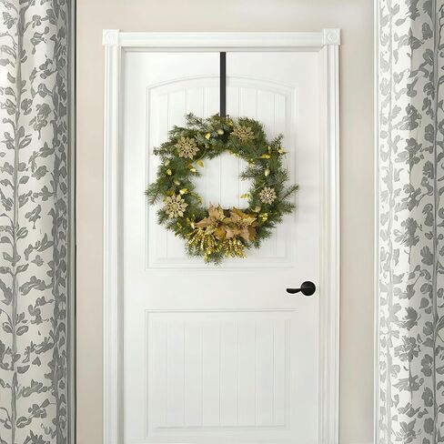 Wreath Hanger for Front Door, 12" Wreath Door Hanger for Hanging Clothes, Bags - Wreath Hook Perfect for Halloween Wreath, Wedding & Christmas Decorations Over Door Hanger (Golden) in Saudi Arabia