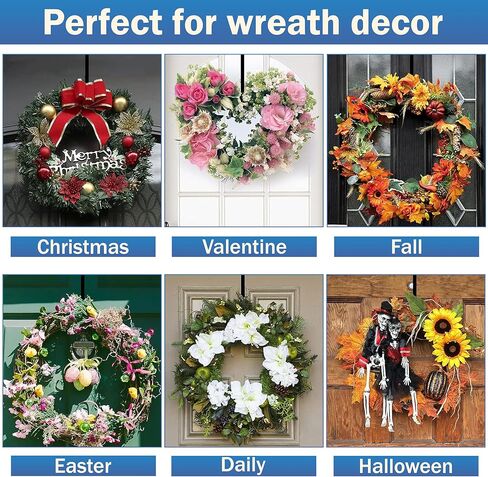 Wreath Hanger for Front Door, 12" Wreath Door Hanger for Hanging Clothes, Bags - Wreath Hook Perfect for Halloween Wreath, Wedding & Christmas Decorations Over Door Hanger (Golden) in Saudi Arabia
