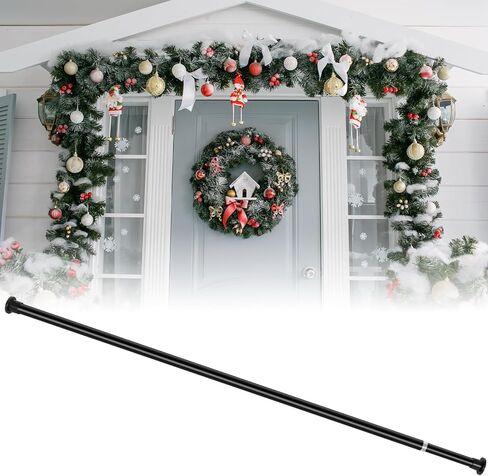 Blulu Extra Long 39.37 "-114.17" شماعات Garland لإطار الباب الأمامي قابلة للتعديل شماعات إكليل إكليل إكليل لعيد الميلاد ديكور عروض نافذة باب مختلفة ، لا توجد مسامير مسامير (أسود) in Kuwait