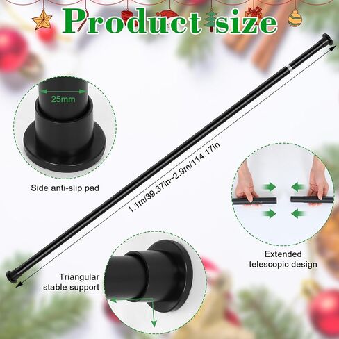 Blulu Extra Long 39.37 "-114.17" شماعات Garland لإطار الباب الأمامي قابلة للتعديل شماعات إكليل إكليل إكليل لعيد الميلاد ديكور عروض نافذة باب مختلفة ، لا توجد مسامير مسامير (أسود) in Kuwait