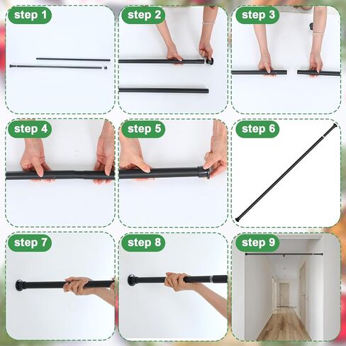 Blulu Extra Long 39.37 "-114.17" شماعات Garland لإطار الباب الأمامي قابلة للتعديل شماعات إكليل إكليل إكليل لعيد الميلاد ديكور عروض نافذة باب مختلفة ، لا توجد مسامير مسامير (أسود) in Kuwait