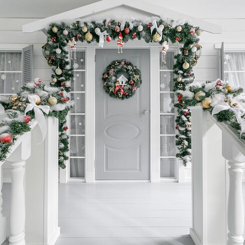 Blulu Extra Long 39.37 "-114.17" شماعات Garland لإطار الباب الأمامي قابلة للتعديل شماعات إكليل إكليل إكليل لعيد الميلاد ديكور عروض نافذة باب مختلفة ، لا توجد مسامير مسامير (أسود) in Kuwait