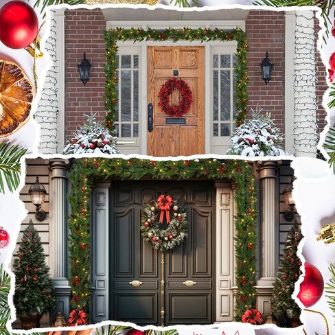 Blulu Extra Long 39.37 "-114.17" شماعات Garland لإطار الباب الأمامي قابلة للتعديل شماعات إكليل إكليل إكليل لعيد الميلاد ديكور عروض نافذة باب مختلفة ، لا توجد مسامير مسامير (أسود) in Kuwait