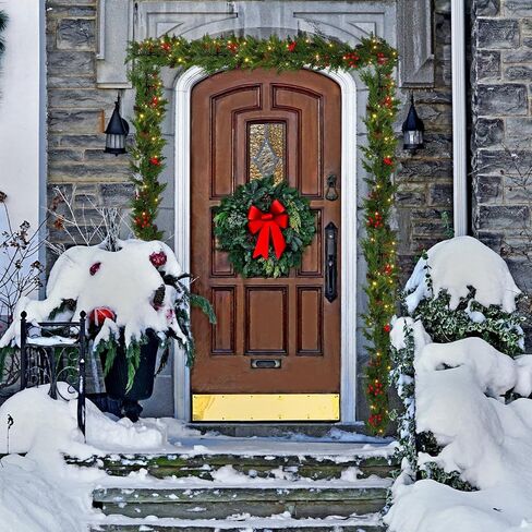 Blulu Extra Long 39.37 "-114.17" شماعات Garland لإطار الباب الأمامي قابلة للتعديل شماعات إكليل إكليل إكليل لعيد الميلاد ديكور عروض نافذة باب مختلفة ، لا توجد مسامير مسامير (أسود) in Kuwait