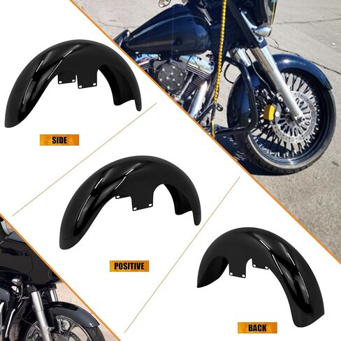 دراجة نارية 19 بوصة Fender Fender Mudguard Fit for Harley Touring Road Road Glide Electra Glide Glide Glide Custom Baggers (لـ 120 / R19 ، Gloss Black) in Saudi Arabia
