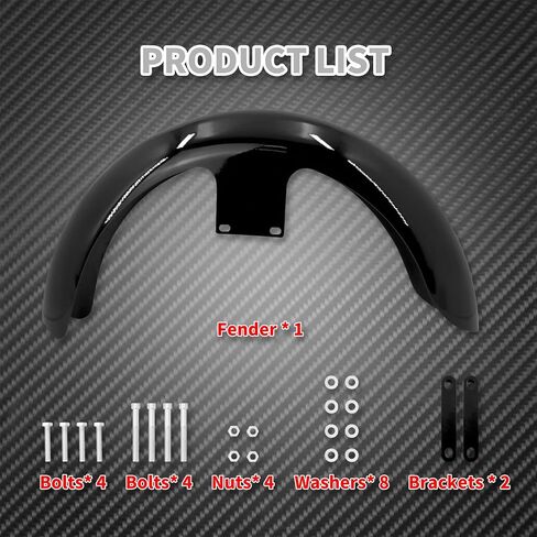دراجة نارية 19 بوصة Fender Fender Mudguard Fit for Harley Touring Road Road Glide Electra Glide Glide Glide Custom Baggers (لـ 120 / R19 ، Gloss Black) in Saudi Arabia