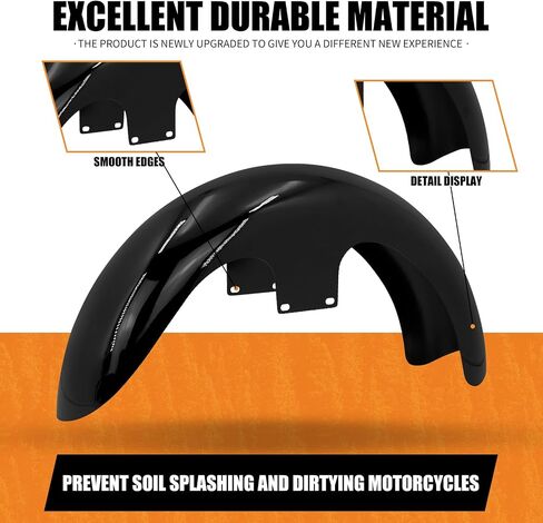 دراجة نارية 19 بوصة Fender Fender Mudguard Fit for Harley Touring Road Road Glide Electra Glide Glide Glide Custom Baggers (لـ 120 / R19 ، Gloss Black) in Saudi Arabia