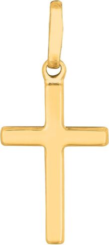 14k Yellow Gold Shiny Square Flat Style Unisex Cross Pendant in Saudi Arabia