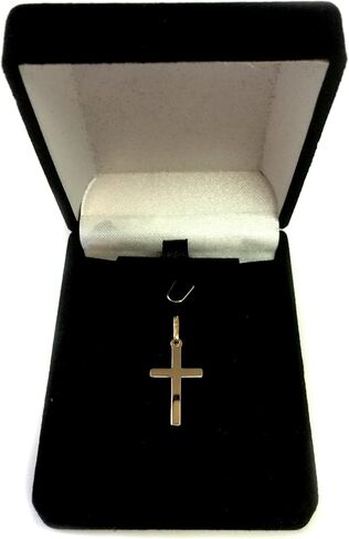14k Yellow Gold Shiny Square Flat Style Unisex Cross Pendant in Saudi Arabia