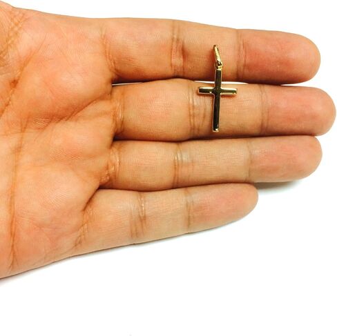 14k Yellow Gold Shiny Square Flat Style Unisex Cross Pendant in Saudi Arabia