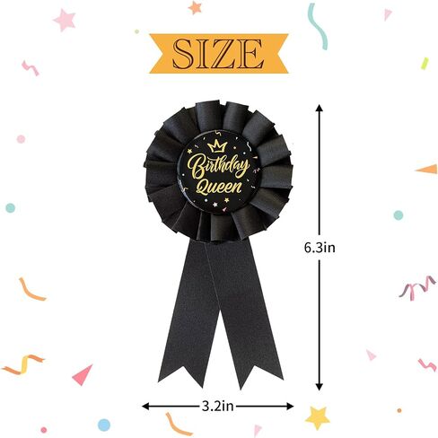 Birthday Queen Badge Pin – Colorful Award Ribbon for Women & Girls, Happy Birthday Button Pin, Princess Theme Party Decorations in Saudi Arabia