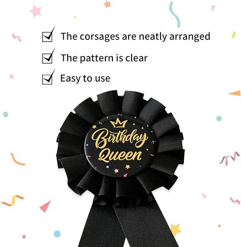 Birthday Queen Badge Pin – Colorful Award Ribbon for Women & Girls, Happy Birthday Button Pin, Princess Theme Party Decorations in Saudi Arabia