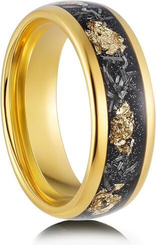 نيزك الذهب ورقة رقائق الزفاف عصابات الزفاف 18K الذهب الأصفر الذهب الخاتم الخاتم الطنانة مكسرة النيزك الذهب الرجال in Saudi Arabia