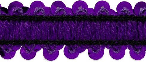 2-Row Metallic Stretch Sequin Trim, 7/8-Inch Versatile Sequins for Crafts, Durable Sequins Trim for Sewing, 10-Yard Cut, Black in Saudi Arabia