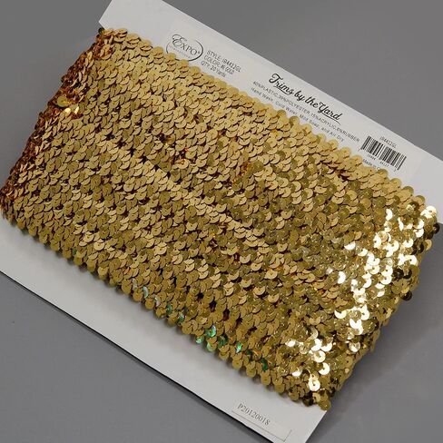 2-Row Metallic Stretch Sequin Trim, 7/8-Inch Versatile Sequins for Crafts, Durable Sequins Trim for Sewing, 10-Yard Cut, Black in Saudi Arabia