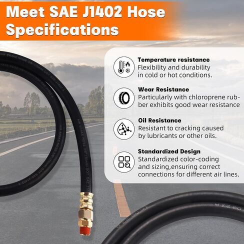 2PCS 3/8" Air Brake Chamber Hose, Dazakoot 3/8" Fit End x 3/8" Swivel End Rubber Air Brake Hose Assembly with Fittings, SAE J1402 Air Brake Hose for Semi Truck -36in in Saudi Arabia
