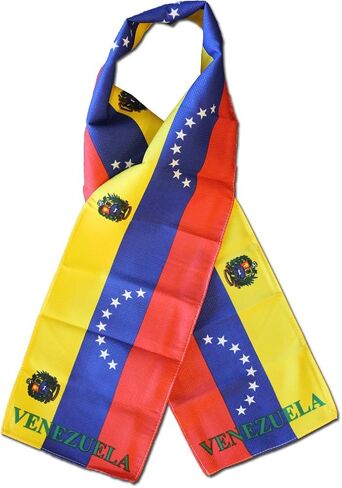 AWS Venezuela 8 Star Country Lightweight Flag Printed Triple Knit Polyester Style Scarf 8"x60" (Imported) in Saudi Arabia