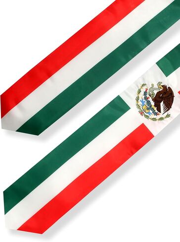 2 Pack Mexico Mexican Nation Flag Graduation Stole, Satin Embroidery Graduation Sash for International Students, 72 Inch Length in Saudi Arabia