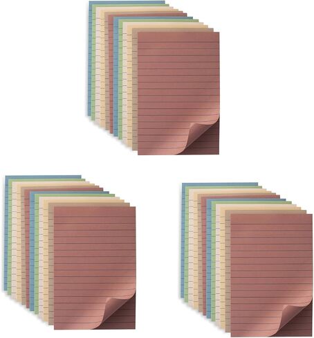 (12 Pack) Lined Sticky Notes 4x6 in Post Ruled Stickies Super Sticking Power Memo Pads Vintage Colors in Saudi Arabia