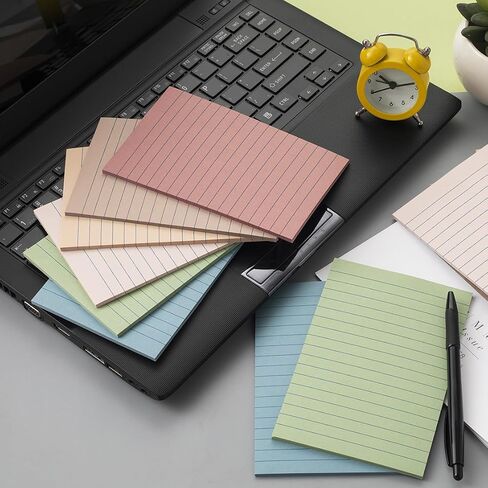 (12 Pack) Lined Sticky Notes 4x6 in Post Ruled Stickies Super Sticking Power Memo Pads Vintage Colors in Saudi Arabia